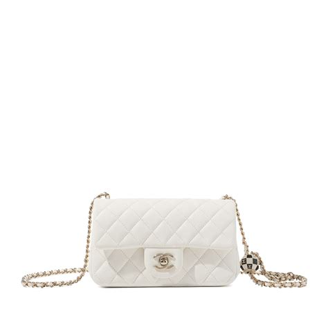 white chanel bag silver chain|chanel lambskin bag price.